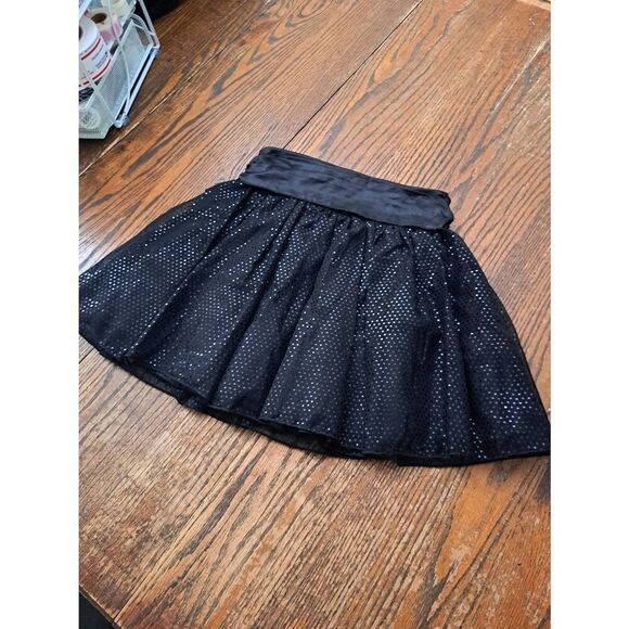 Jenny & Me Size 10 Black Sequin Party Skirt Lined Layered Bow Waist Side Zip - Picture 4 of 4